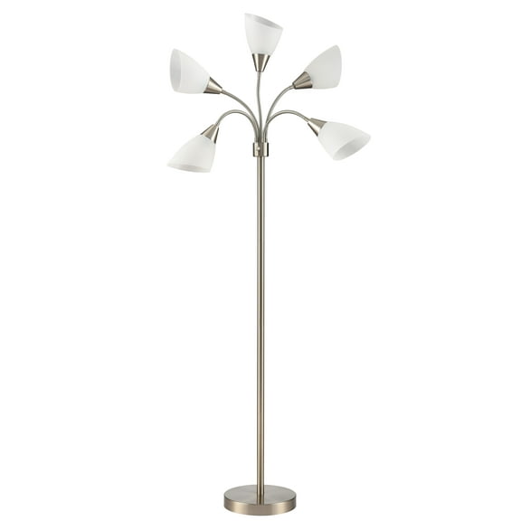 Simplee Adesso 67" Adjustable Brushed Steel 5 Lite Floor Lamp