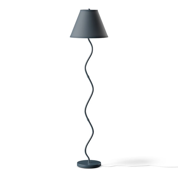 Mainstays Kids Navy Curvy Floor Lamp with Linen Fabric Shade, 58 in