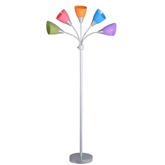 Mainstays Multi-Color 5 Light Floor Lamp with Silver Finish