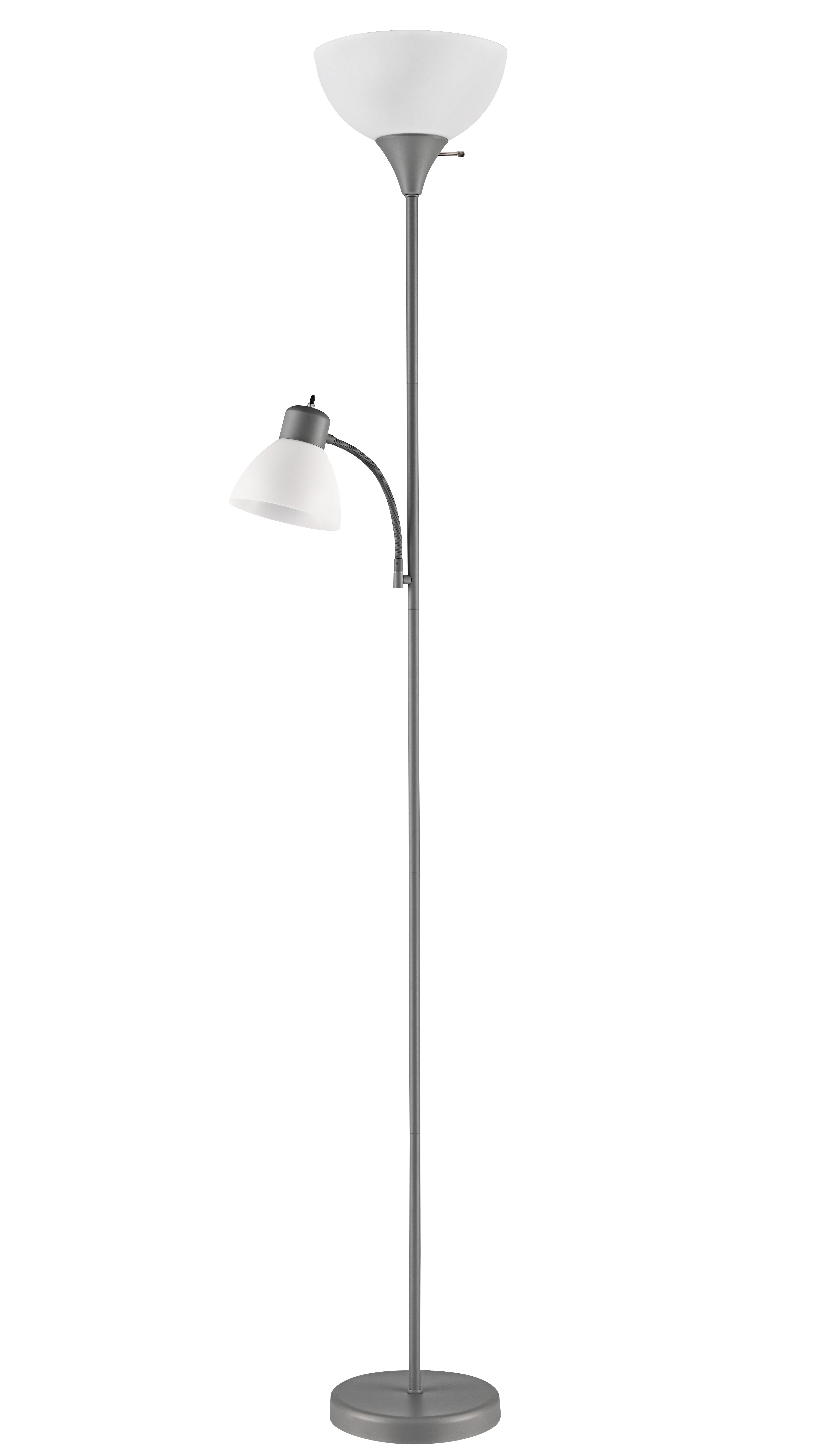 Mainstays 72‘’ Gray Combo Floor Lamp with Reading Lamp, Modern Design