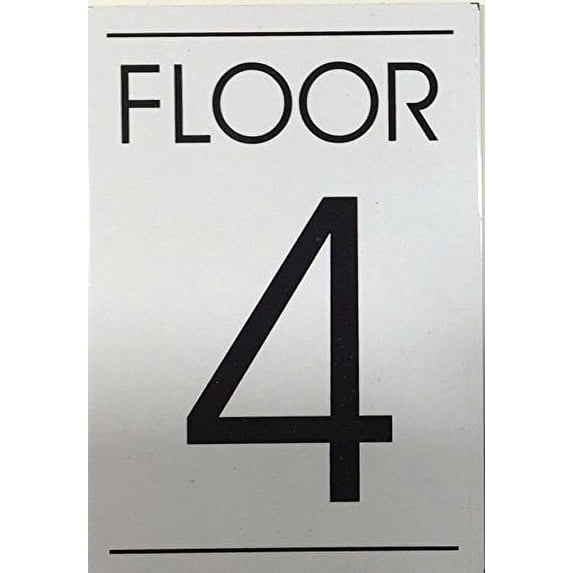 FLOOR NUMBER FOUR (4) SIGN (WHITE)