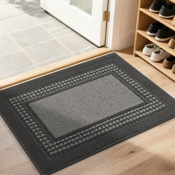 FLOORHUG Doormat Indoor 20"x 32", Soft and Absorbent Door Mat Non-Slip, Dirt Trapper Door Mats Entry Rug Low Profile Floor Mat Machine Washable Rugs for Entryway, Front Back Door, Gray