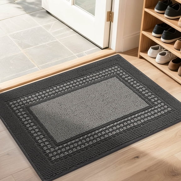 FLOORHUG Doormat Indoor 20"x 32", Soft and Absorbent Door Mat Non-Slip, Dirt Trapper Door Mats Entry Rug Low Profile Floor Mat Machine Washable Rugs for Entryway, Front Back Door, Gray