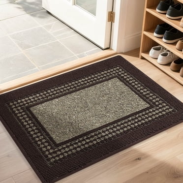 FLOORHUG Doormat Indoor 20"x 32", Soft and Absorbent Door Mat Non-Slip, Dirt Trapper Door Mats Entry Rug Low Profile Floor Mat Machine Washable Rugs for Entryway, Front Back Door, Brown