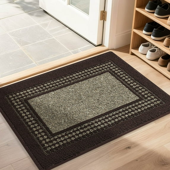 FLOORHUG Doormat Indoor 20"x 32", Soft and Absorbent Door Mat Non-Slip, Dirt Trapper Door Mats Entry Rug Low Profile Floor Mat Machine Washable Rugs for Entryway, Front Back Door, Brown