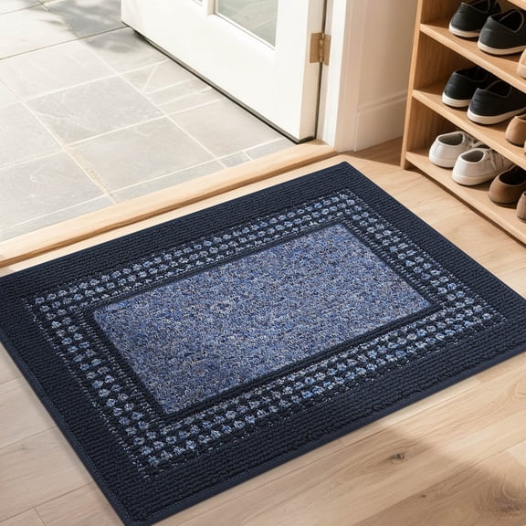 FLOORHUG Doormat Indoor 20"x 32", Soft and Absorbent Door Mat Non-Slip, Dirt Trapper Door Mats Entry Rug Low Profile Floor Mat Machine Washable Rugs for Entryway, Front Back Door, Blue