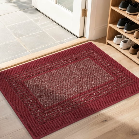 FLOORHUG Doormat Indoor 20"x 32", Soft and Absorbent Door Mat Non-Slip, Dirt Trapper Door Mats Entry Rug Low Profile Floor Mat Machine Washable Rugs for Entryway, Front Back Door, Red