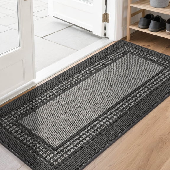 FLOORHUG Doormat Indoor 20"x 48", Soft and Absorbent Door Mat Non-Slip, Dirt Trapper Door Mats Entry Rug Low Profile Floor Mat Machine Washable Rugs for Entryway, Front Back Door, Gray