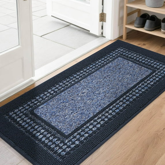 FLOORHUG Doormat Indoor 20"x 48", Soft and Absorbent Door Mat Non-Slip, Dirt Trapper Door Mats Entry Rug Low Profile Floor Mat Machine Washable Rugs for Entryway, Front Back Door, Blue