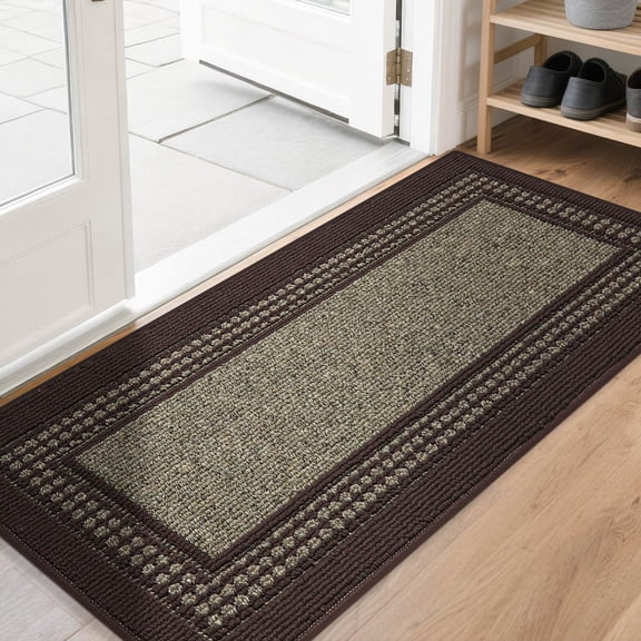 FLOORHUG Doormat Indoor 20"x 48", Soft and Absorbent Door Mat Non-Slip, Dirt Trapper Door Mats Entry Rug Low Profile Floor Mat Machine Washable Rugs for Entryway, Front Back Door, Brown