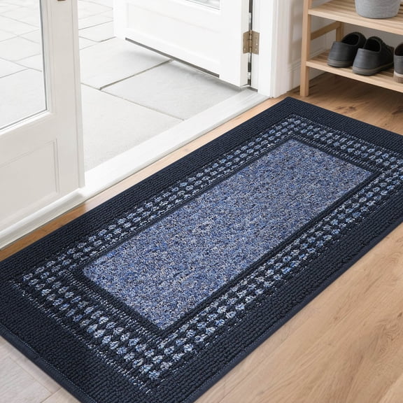 FLOORHUG Doormat Indoor 20"x 48", Soft and Absorbent Door Mat Non-Slip, Dirt Trapper Door Mats Entry Rug Low Profile Floor Mat Machine Washable Rugs for Entryway, Front Back Door, Blue