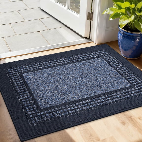 FLOORHUG Doormat Indoor 24"x 36", Soft and Absorbent Door Mat Non-Slip, Dirt Trapper Door Mats Entry Rug Low Profile Floor Mat Machine Washable Rugs for Entryway, Front Back Door, Blue