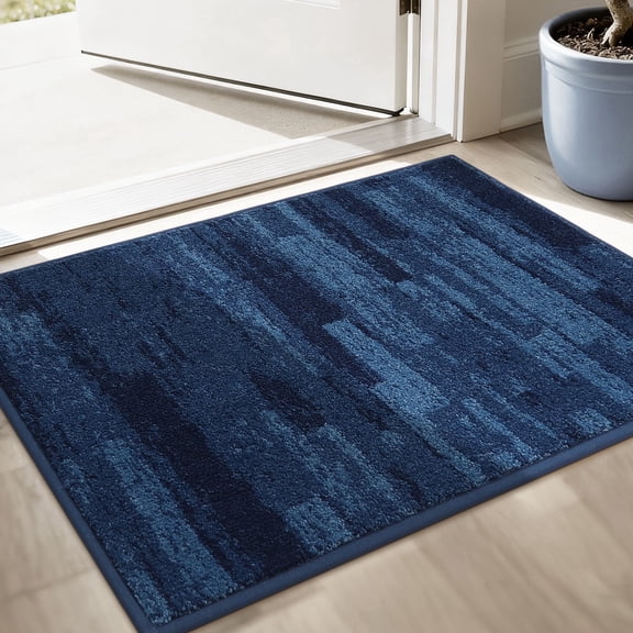 FLOORHUG Modern Striped Blue TPE Indoor Floor Mats, 20" x 32", Water-Resistant