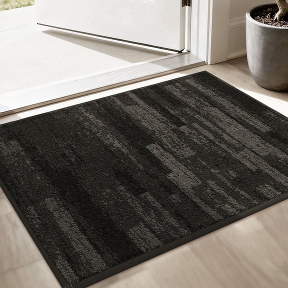 FLOORHUG Indoor Doormat, 20''x 32'' Non-Slip Dirt-Resistant Entry Rug, Machine Washable Floor Mat, Black