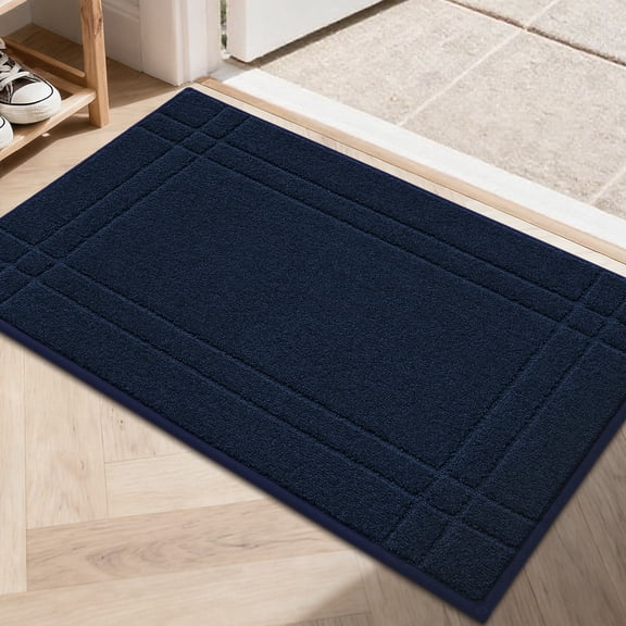 FLOORHUG Indoor Doormat, 20"x 32" Non-Slip Entry Mat, Absorbent Dirt-Resistant Door Mat, Machine Washable, Floor Mat for Front Door, Dog Door Mat, Navy