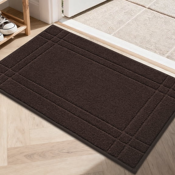 FLOORHUG Indoor Doormat, 20"x 32" Non-Slip Entry Mat, Absorbent Dirt-Resistant Door Mat, Machine Washable, Floor Mat for Front Door, Dog Door Mat,Brown