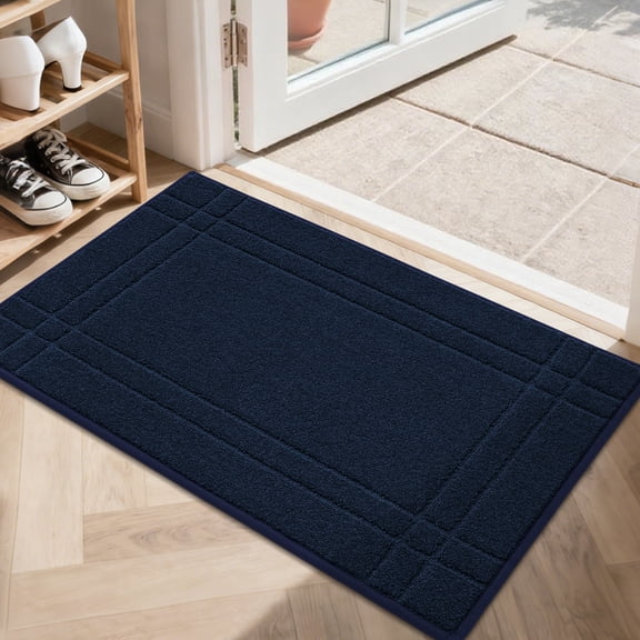 FLOORHUG Indoor Doormat, 24"x 36" Non-Slip Entry Mat, Absorbent Dirt-Resistant Door Mat, Machine Washable, Floor Mat for Front Door, Dog Door Mat, Navy