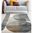thumbnail image 1 of FLOORPLAY 10x13 Washable Area Rug, Modern Abstract Gray Blue Geometric Pattern, Distressed Non-Slip Area Rug for Bedroom & Living Room, Medium Pile, 1 of 5