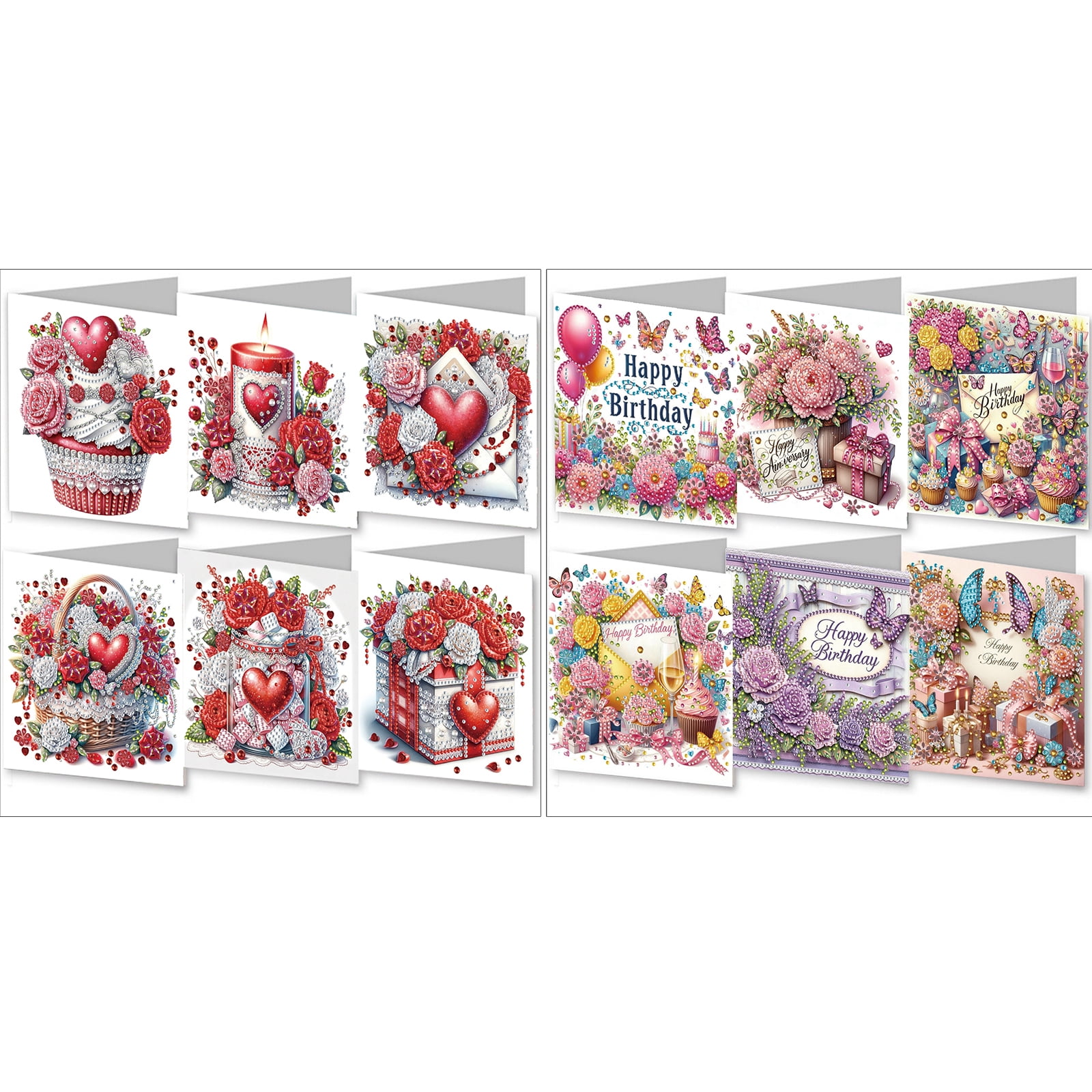 FLOPESN 12Pcs DIY Folding Greeting Card Diamond Art Painting Creative ...