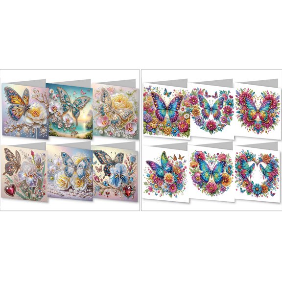 FLOPESN 12Pcs DIY Folding Greeting Card Diamond Art Painting,Creative Design Thank You Cards Set for Birthday Christmas Crafts Gift