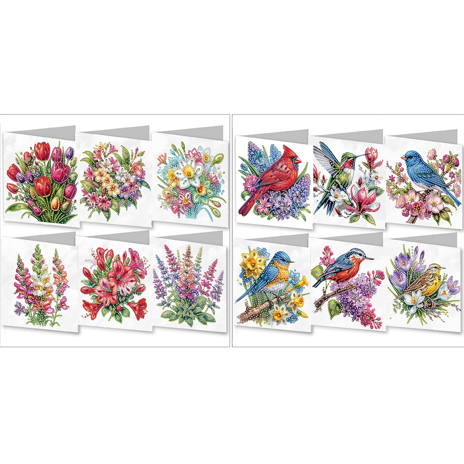 FLOPESN 12Pcs DIY Folding Greeting Card Diamond Art Painting,Creative Design Thank You Cards Set for Birthday Christmas Crafts Gift