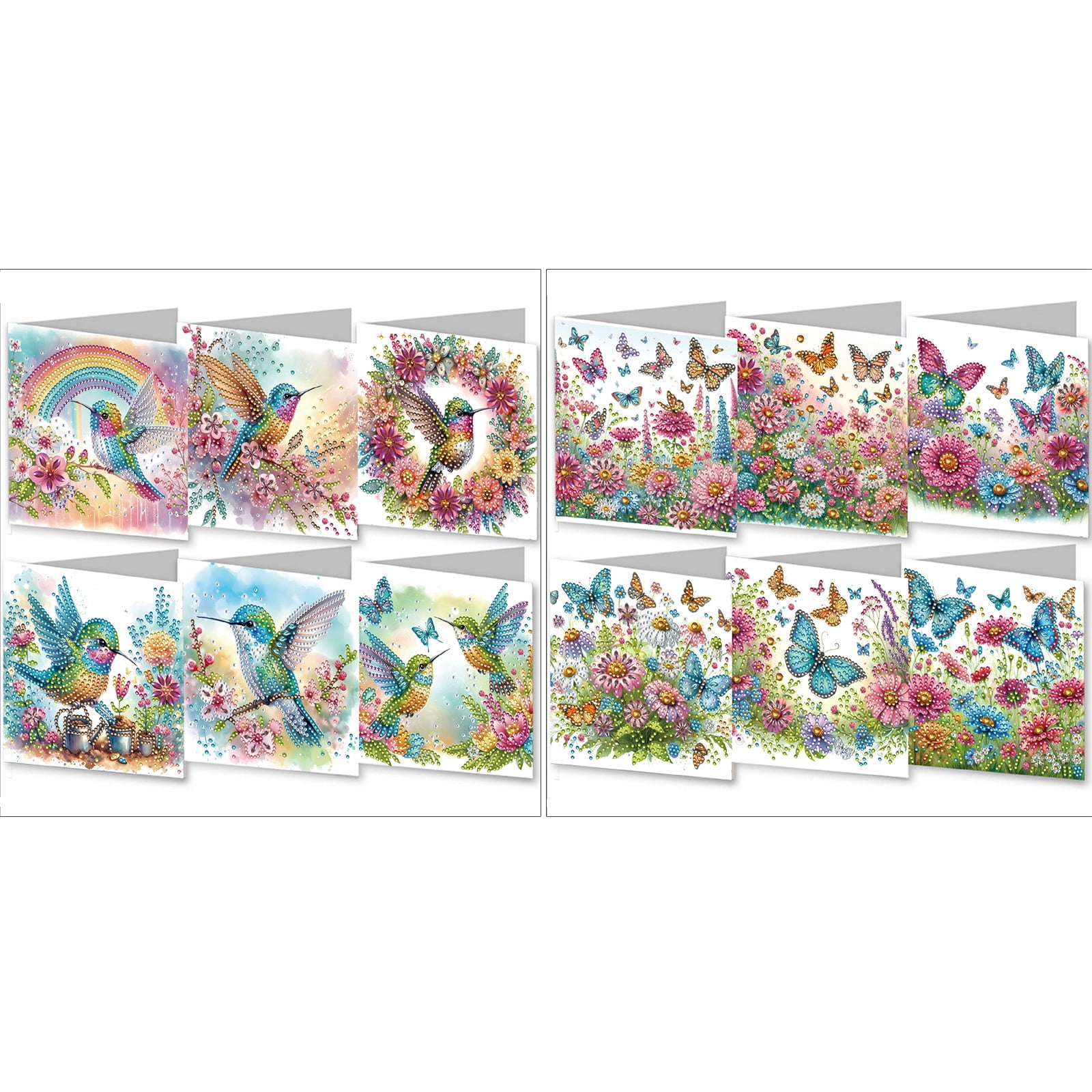 FLOPESN 12Pcs DIY Folding Greeting Card Diamond Art Painting,Creative Design Thank You Cards Set for Birthday Christmas Crafts Gift