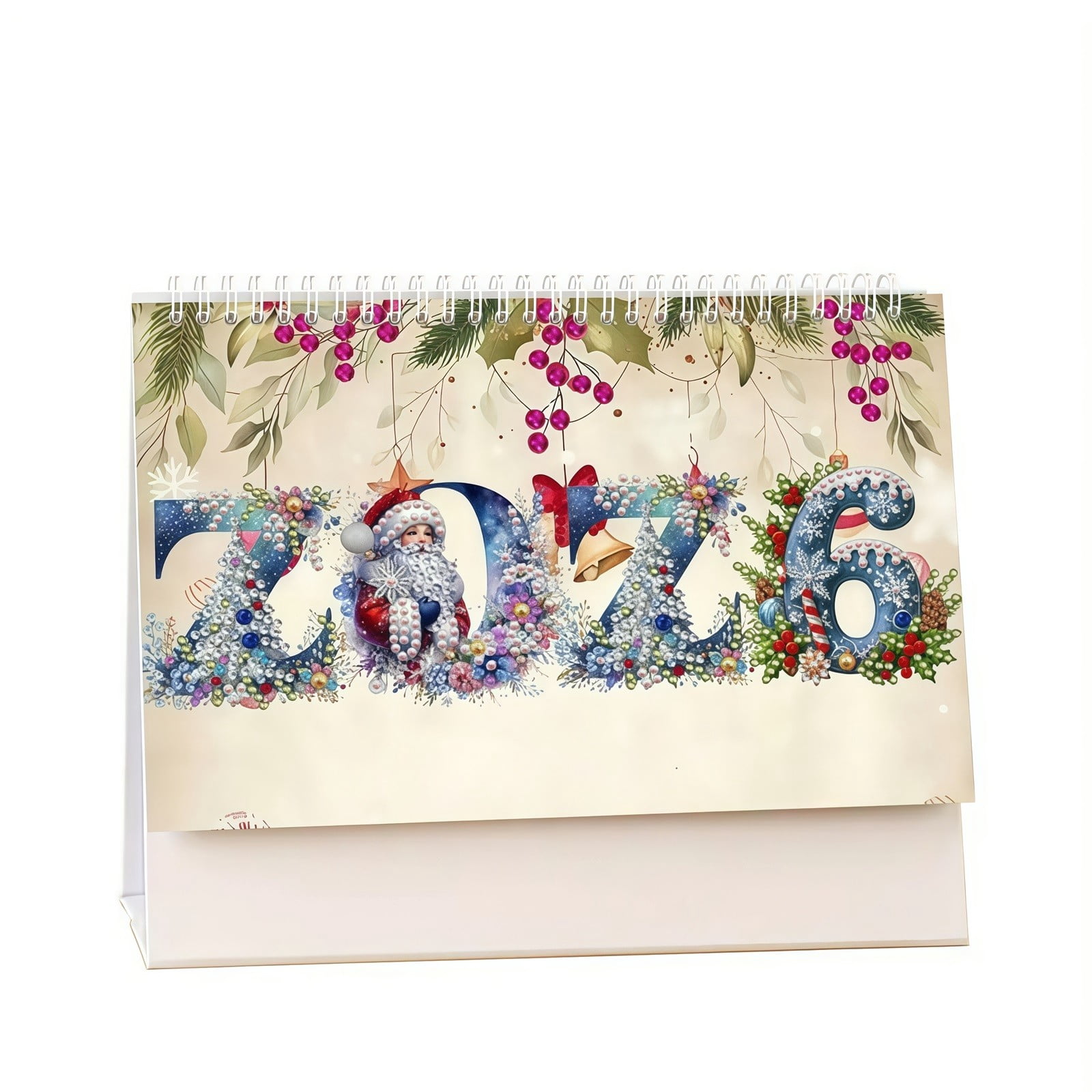 FLOPESN 2026 DIY Diamond Art Desk Painting Calendar,Creative Design Thick Paper Calendar with To Do List Ornaments Monthly Flip Tabletop Calendar for Home Office Planning-Santa Claus