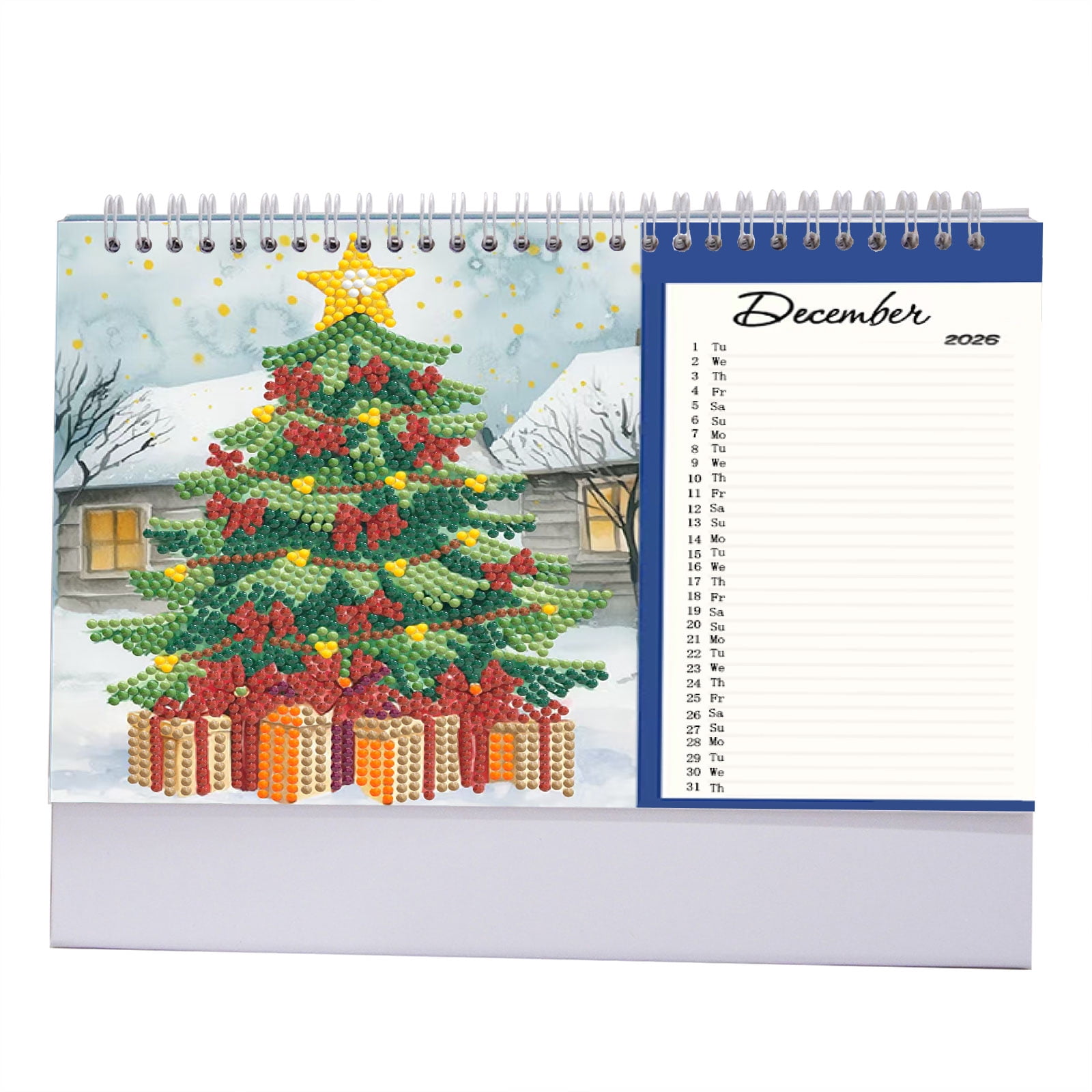 FLOPESN 2026 Desk Calendar DIY Diamond Painting Craft Kit, 9.84*7.48 in Acrylic Material Flip Calendar with Special Drills for Home Office Decor