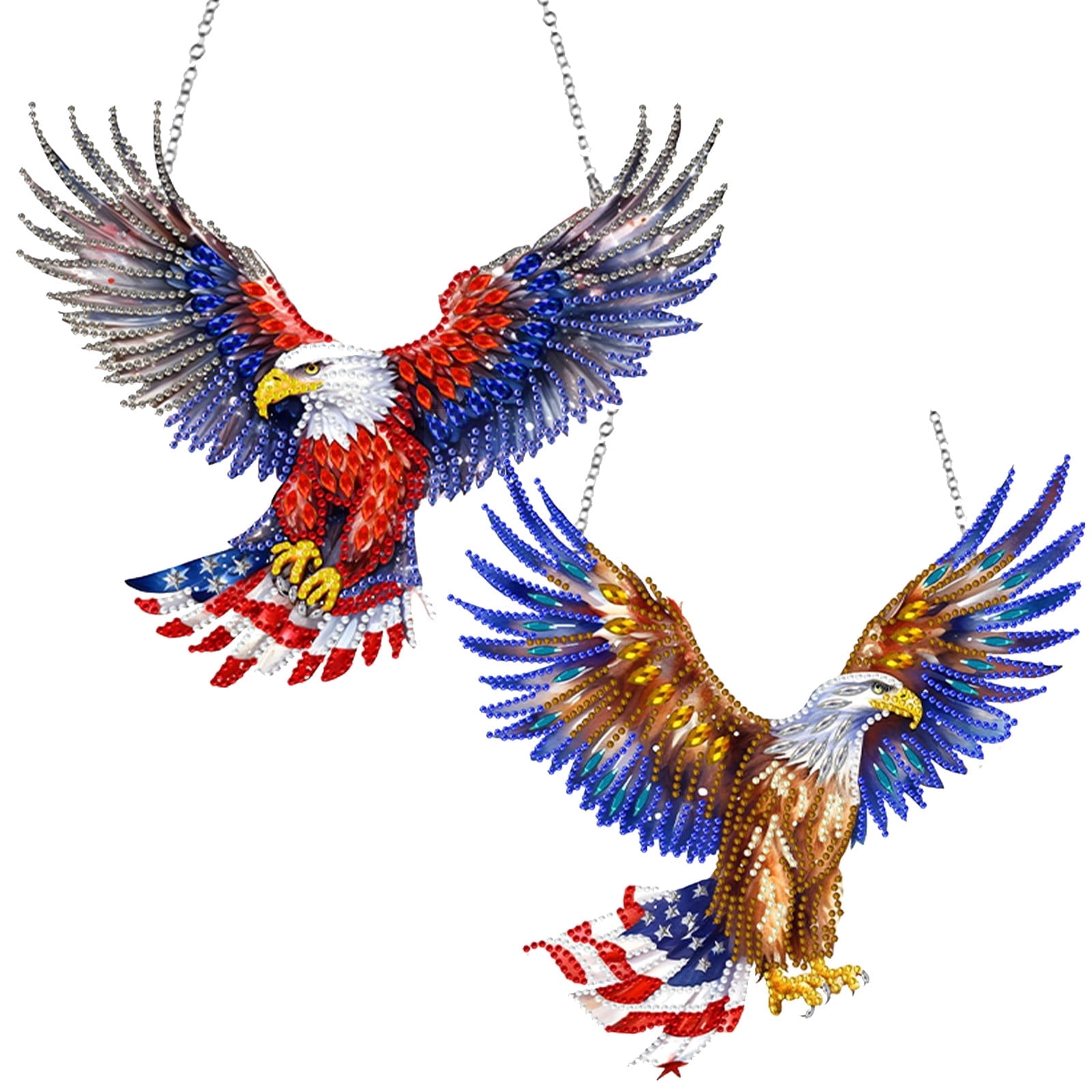 FLOPESN DIY Diamond Art Kits, American Independence Day USA Eagle Style, 9.84*8.11 in Diamond Painting Pendant, Creative Design Wall Decor
