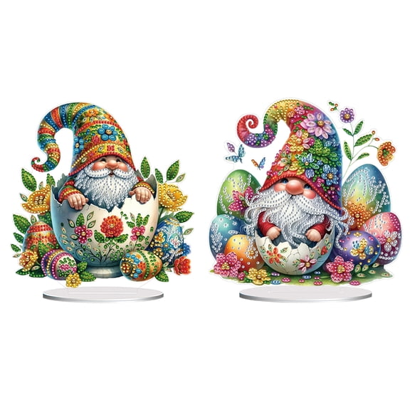 FLOPESN 2Pcs DIY Diamond Art Painting Easter Goblin Ornament Kits with Oval Base, Single-Sided Diamond Painting PET Craft for Home Decor