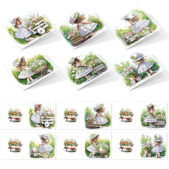 FLOPESN 6PCS Float Diamond Art Folding Greeting Card Set, 15x15cm Holiday Blessing Gift with Envelopes, DIY Craft Kit