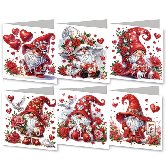 FLOPESN 6Pcs DIY Folding Greeting Card Valentine’s Day Diamond Art Painting Creative Design Foldable Thank You Cards Set for Holiday Crafts Gift-Goblin