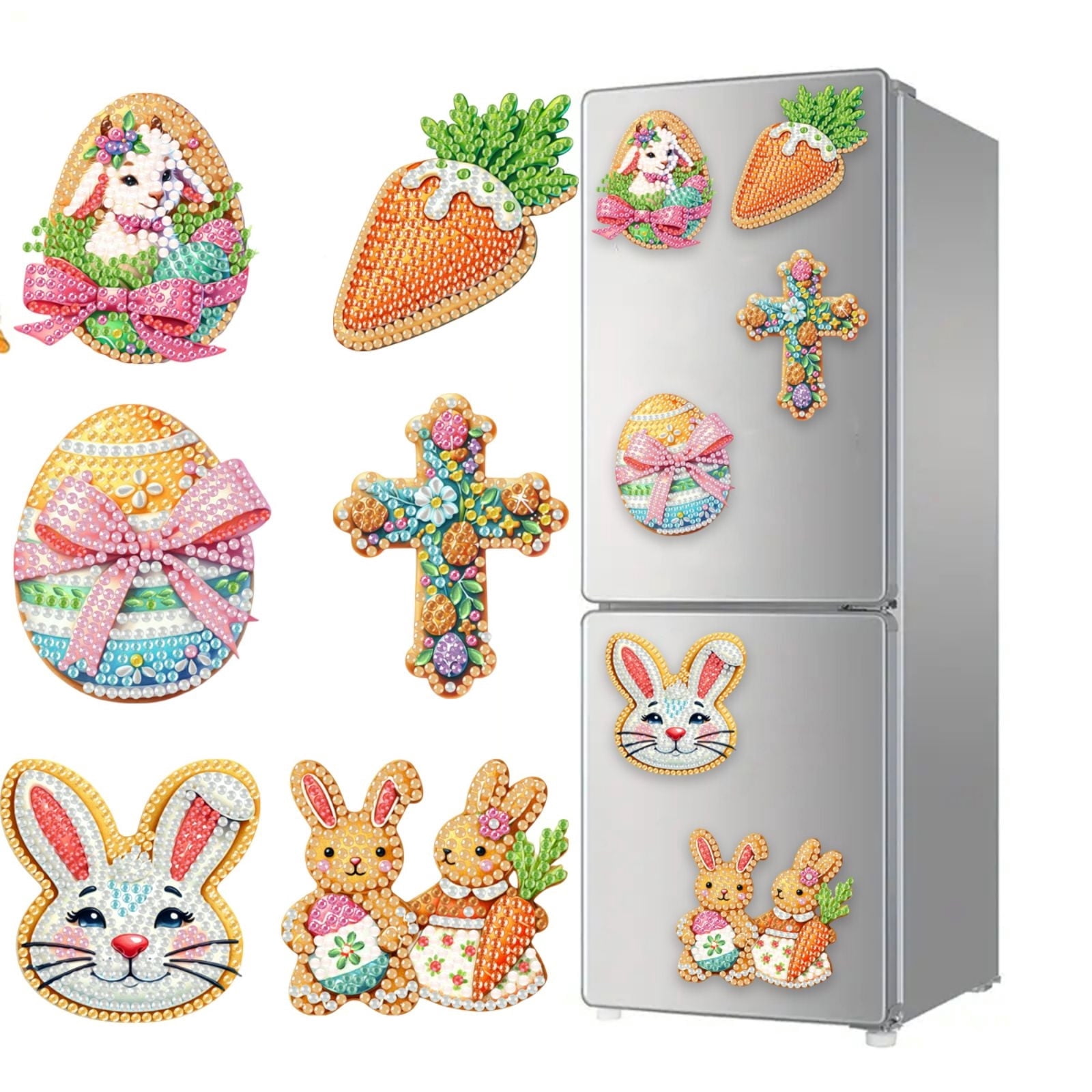 FLOPESN 6Pcs Holiday DIY Diamond Art Painting Refrigerator Magnet,Creative Design Easter St. Patrick's Day Acrylic Home Decors-Cookies