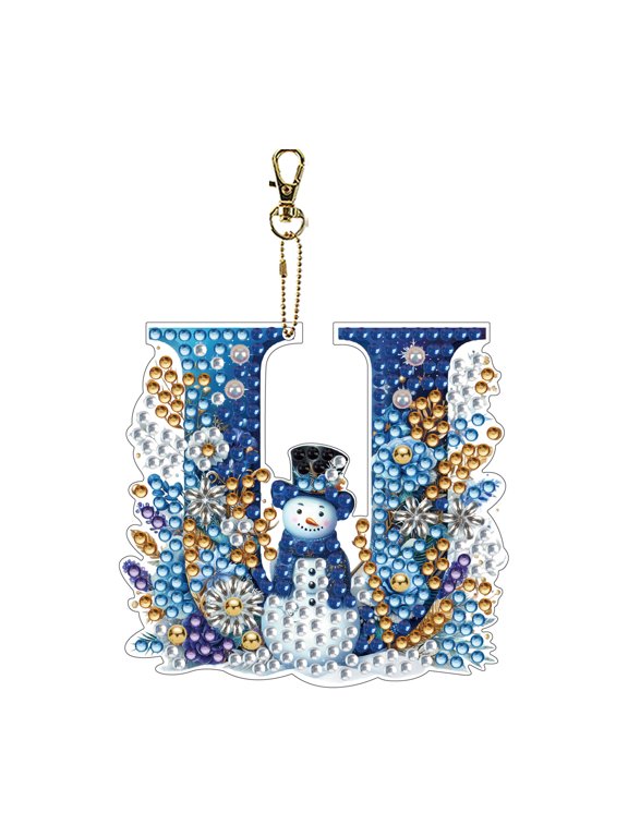 DIY Diamond Art Acrylic Keychain – Christmas Letter A Double-Sided Design, Creative Handmade Holiday Craft Gift, Perfect Personalized Accessory for Bags & Keys