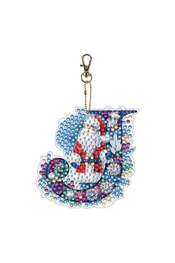 DIY Diamond Art Acrylic Keychain – Christmas Letter A Double-Sided Design, Creative Handmade Holiday Craft Gift, Perfect Personalized Accessory for Bags & Keys
