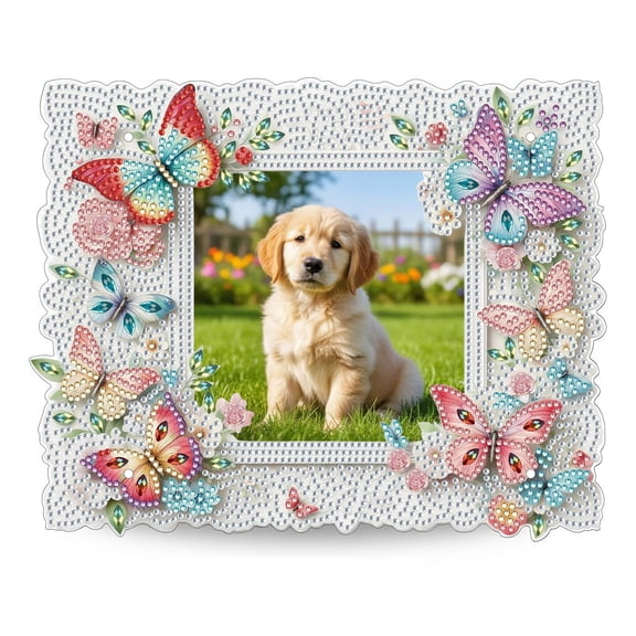 FLOPESN DIY Diamond Art Acrylic Picture Frame – Single-Sided Rhinestone Dotting, Creative Handmade Desktop Ornament Craft Gift for Home Decor