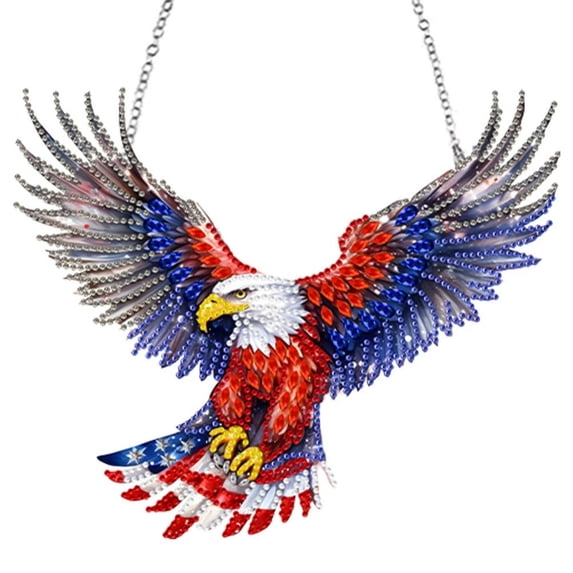 FLOPESN DIY Diamond Art Kits, American Independence Day USA Eagle Style, 9.84*8.11 in Diamond Painting Pendant, Creative Design Wall Decor