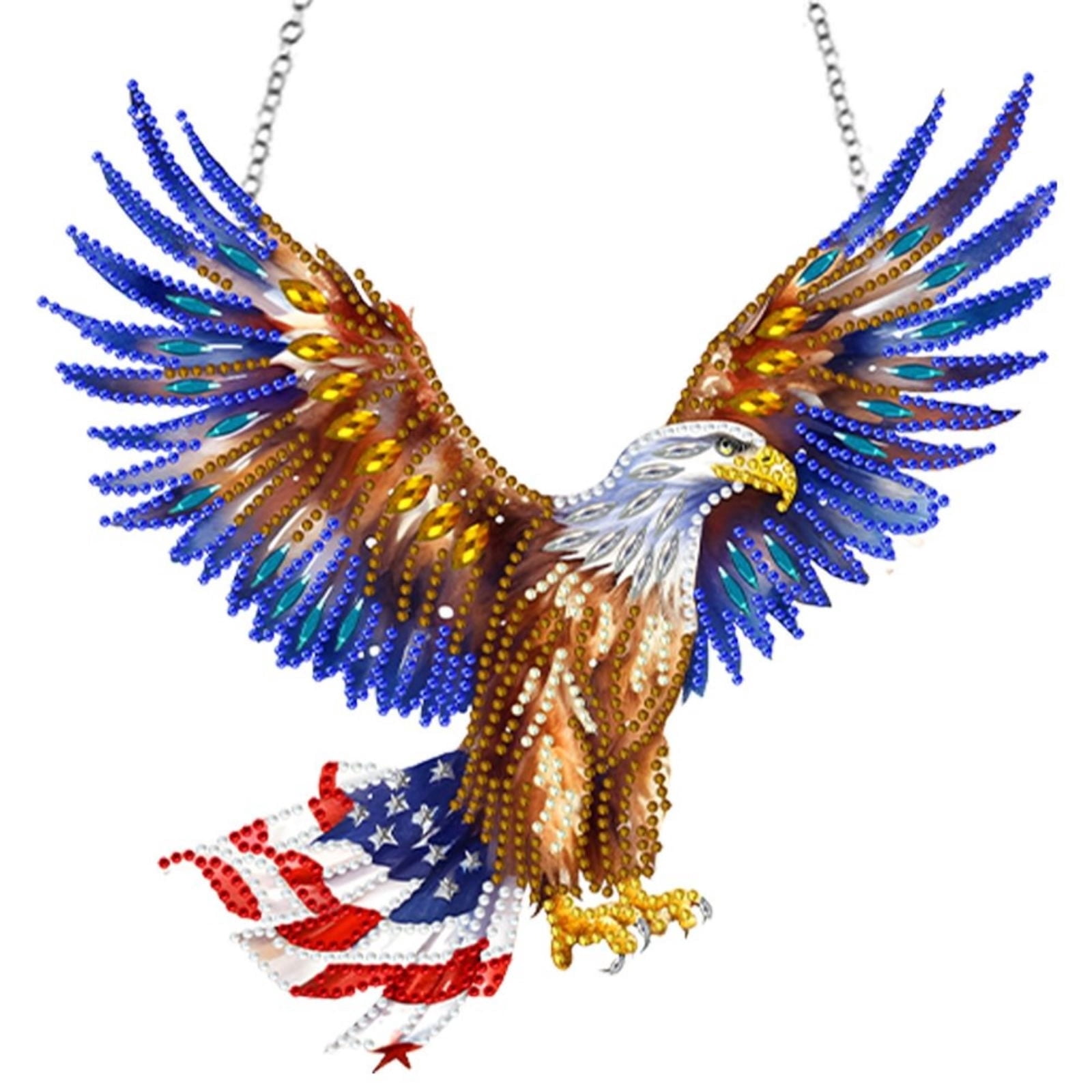 FLOPESN DIY Diamond Art Kits, American Independence Day USA Eagle Style, 9.84*8.11 in Diamond Painting Pendant, Creative Design Wall Decor