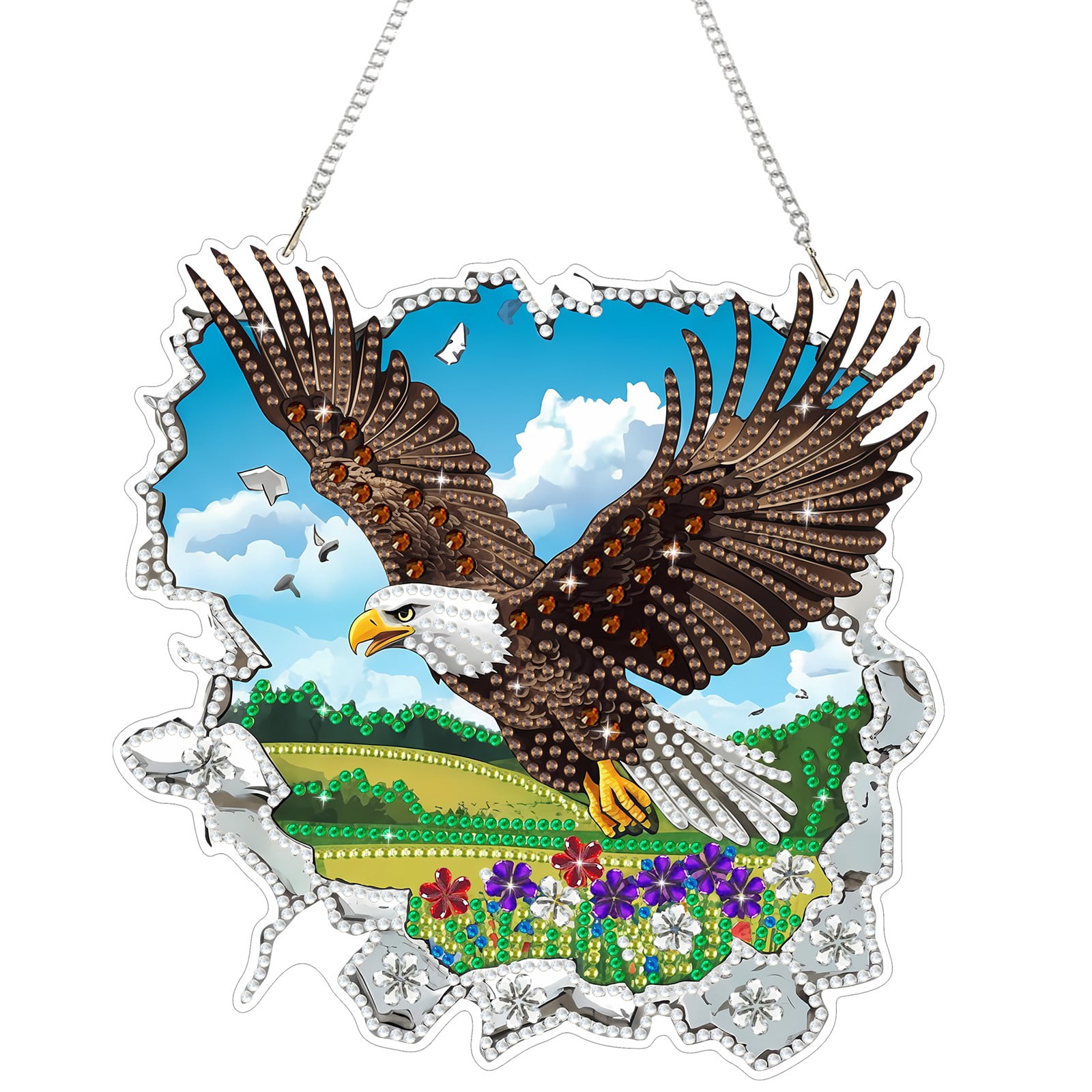 FLOPESN  DIY Diamond Art Kits,Spring Painting Eagle Style, 8.27*8.27in Diamond Painting Pendant, Creative Design Wall Decor