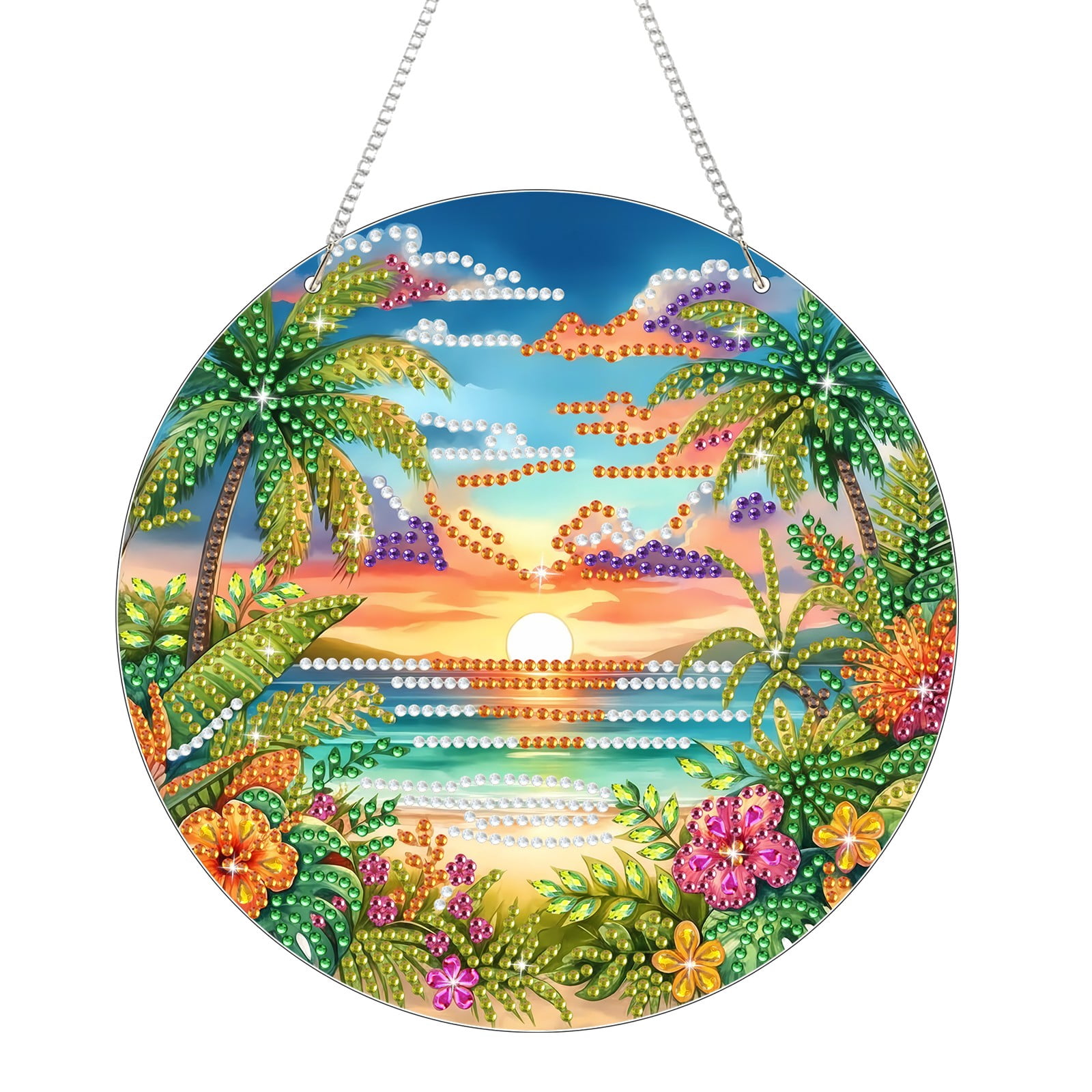 FLOPESN  DIY Diamond Art Kits,Spring Painting Sea Style, 8.27*8.27in Diamond Painting Pendant, Creative Design Wall Decor