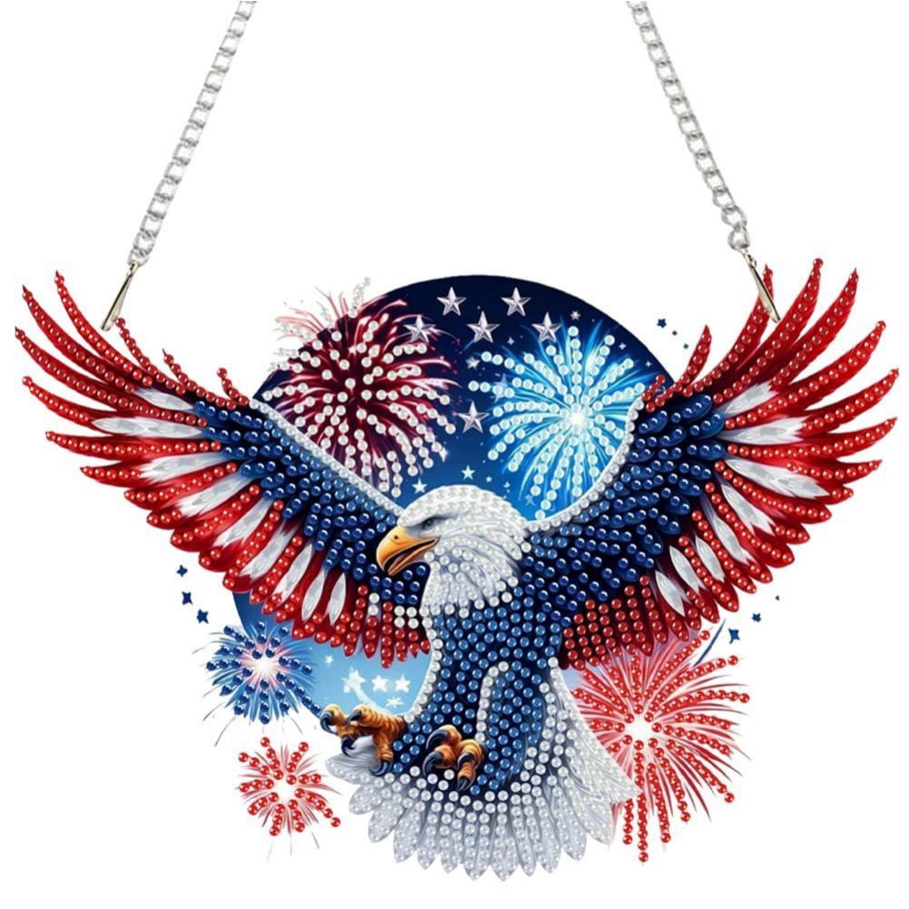 FLOPESN DIY Diamond Art Painting American Independence Day Creative，9.84*9.84in Eagle  Design, Acrylic Material Irregular Shape Home Decoration Pendant