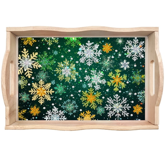 FLOPESN DIY Diamond Art Painting Wooden Tray,Creative Design Handmade Dinner Plate Partial Diamond Art for Coffee Living Room Home Organizer-Snowflake