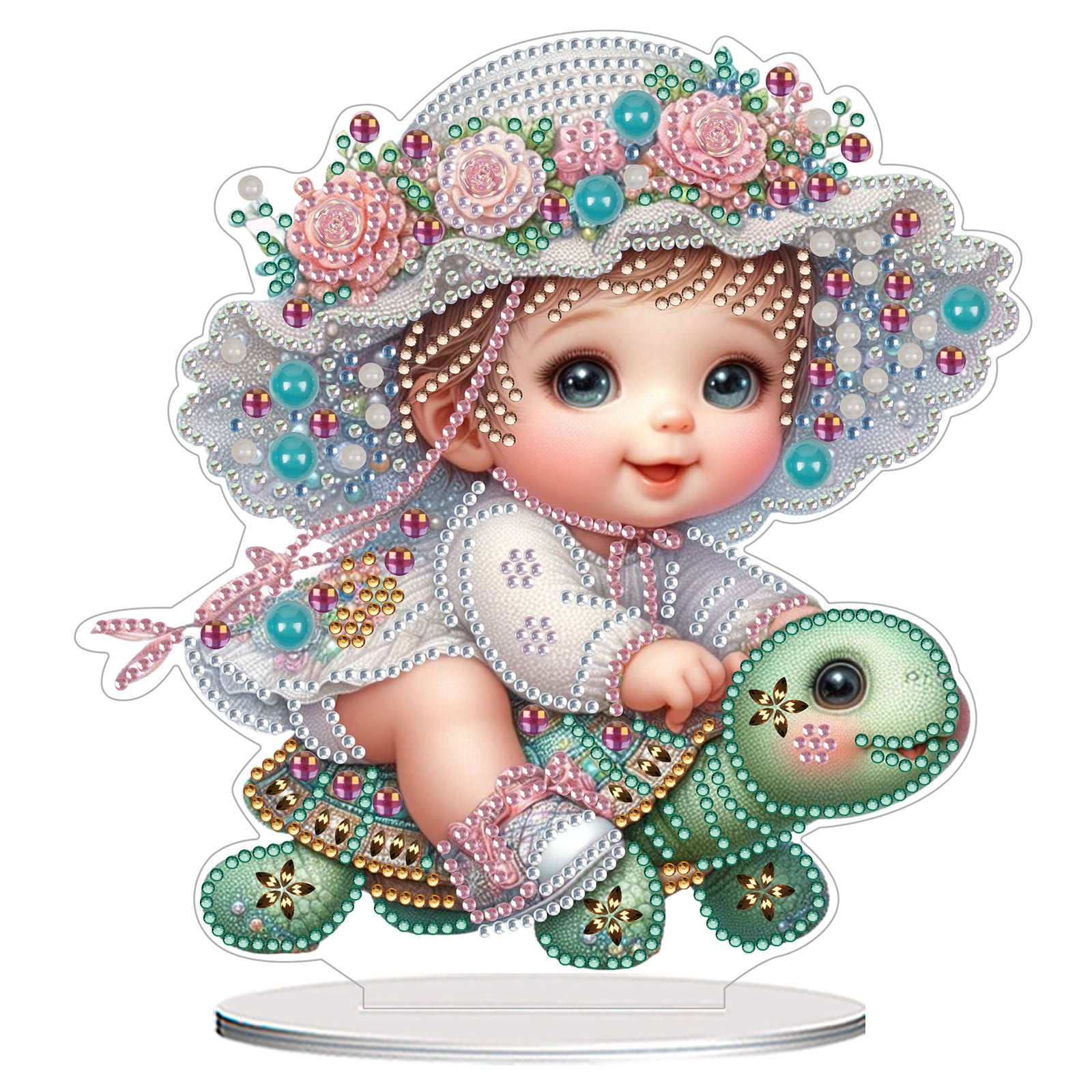 FLOPESN DIY Diamond Painting Art, exquisite and shiny patterns, size 8.26x8.26 inches, made of PVC material suitable for home and desktop decoration