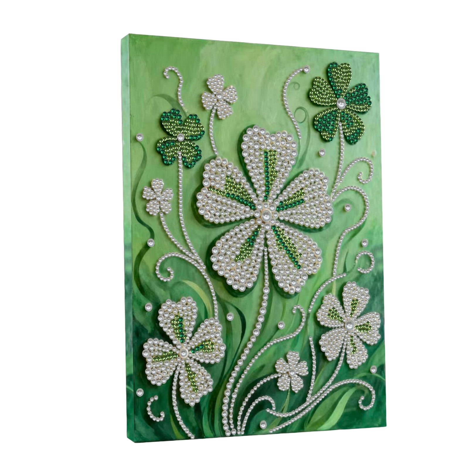FLOPESN DIY Gemstone Pearl Diamond Art Painting Kit with Frame, 11.81x15.75in Colored Canvas, Home Decor Display for Tabletop and Wall -Four-Leaf Clover