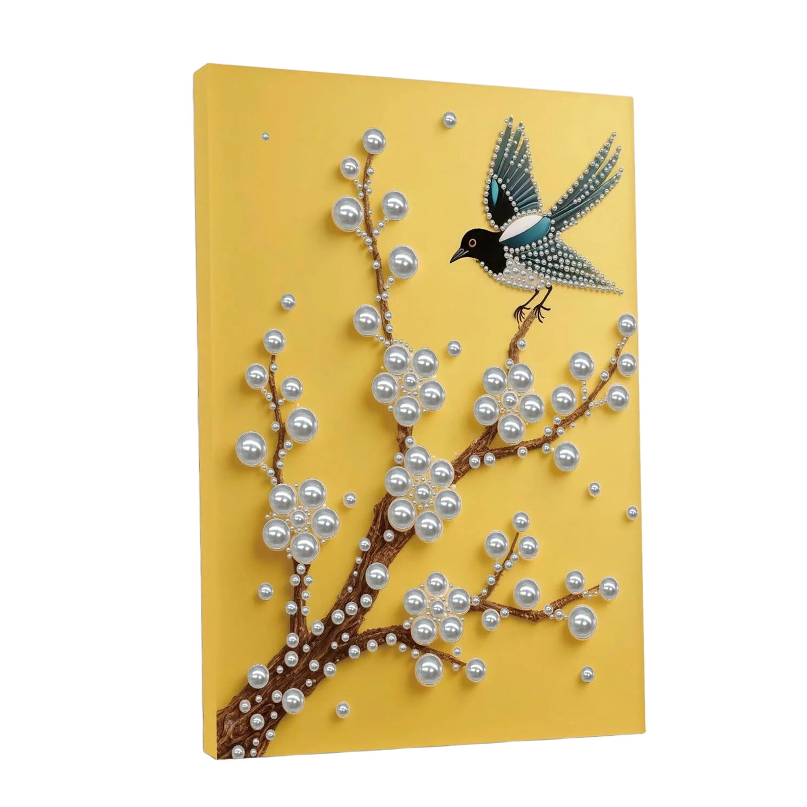 FLOPESN DIY Gemstone Pearl Diamond Art Painting Kit with Frame, 11.81x15.75in Colored Canvas, Home Decor Display for Tabletop and Wall -Bird