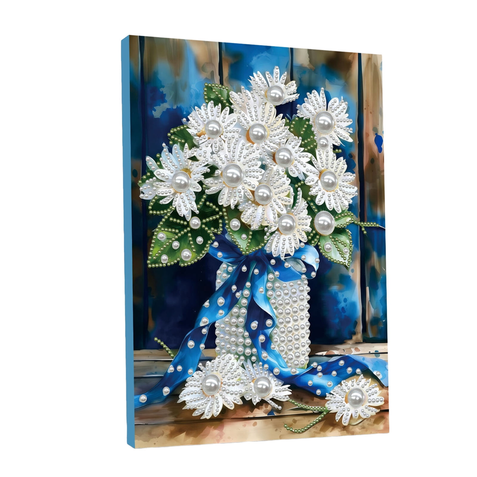 FLOPESN DIY Gemstone Pearl Diamond Art Painting Kit with Frame, 11.81x15.75in Colored Canvas, Home Decor Display for Tabletop and Wall -Bouquet