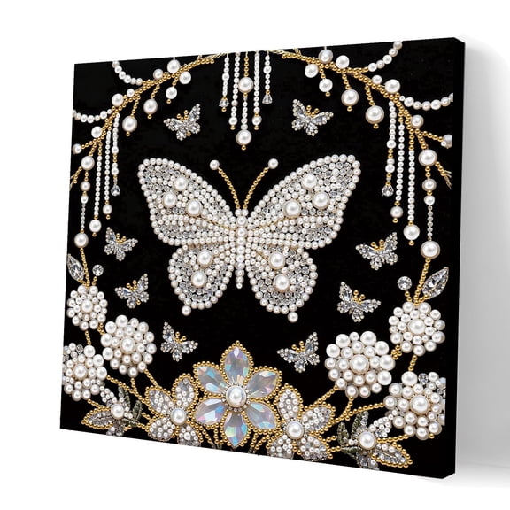 FLOPESN Three-Dimensional Effect Butterfly Diamond Pearl Art Painting Art Kit