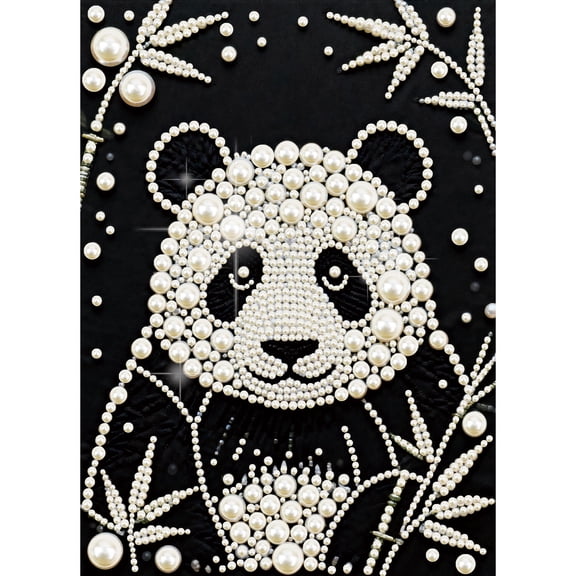 FLOPESN DIY Gemstone Pearl Painting Kit - 9.84X13.78in Frameless Colourful Canvas Art for Adults, Stress Relief Craft & Home Wall Decor-Panda