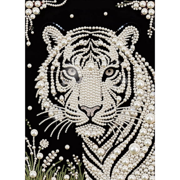 FLOPESN DIY Gemstone Pearl Painting Kit - 9.84X13.78in Frameless Colourful Canvas Art for Adults, Stress Relief Craft & Home Wall Decor-Tiger-2