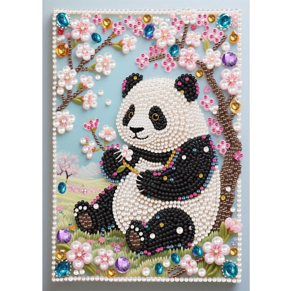 FLOPESN DIY Pearl Painting Kit, 9.84x13.78 inch Panda Designs, Adult Craft for Stress Relief & Wall Art, Rhinestone Dot Painting Gift (Unframed)